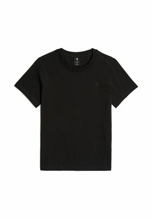 Zwarte korte mouwen T-shirt van zacht katoen, met een ronde hals, ton-sur-ton stiksels en een klein logo op de borst.