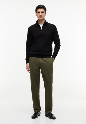 Tommy Hilfiger, QUARTER ZIP MOCK NECK - Striktrøje - black