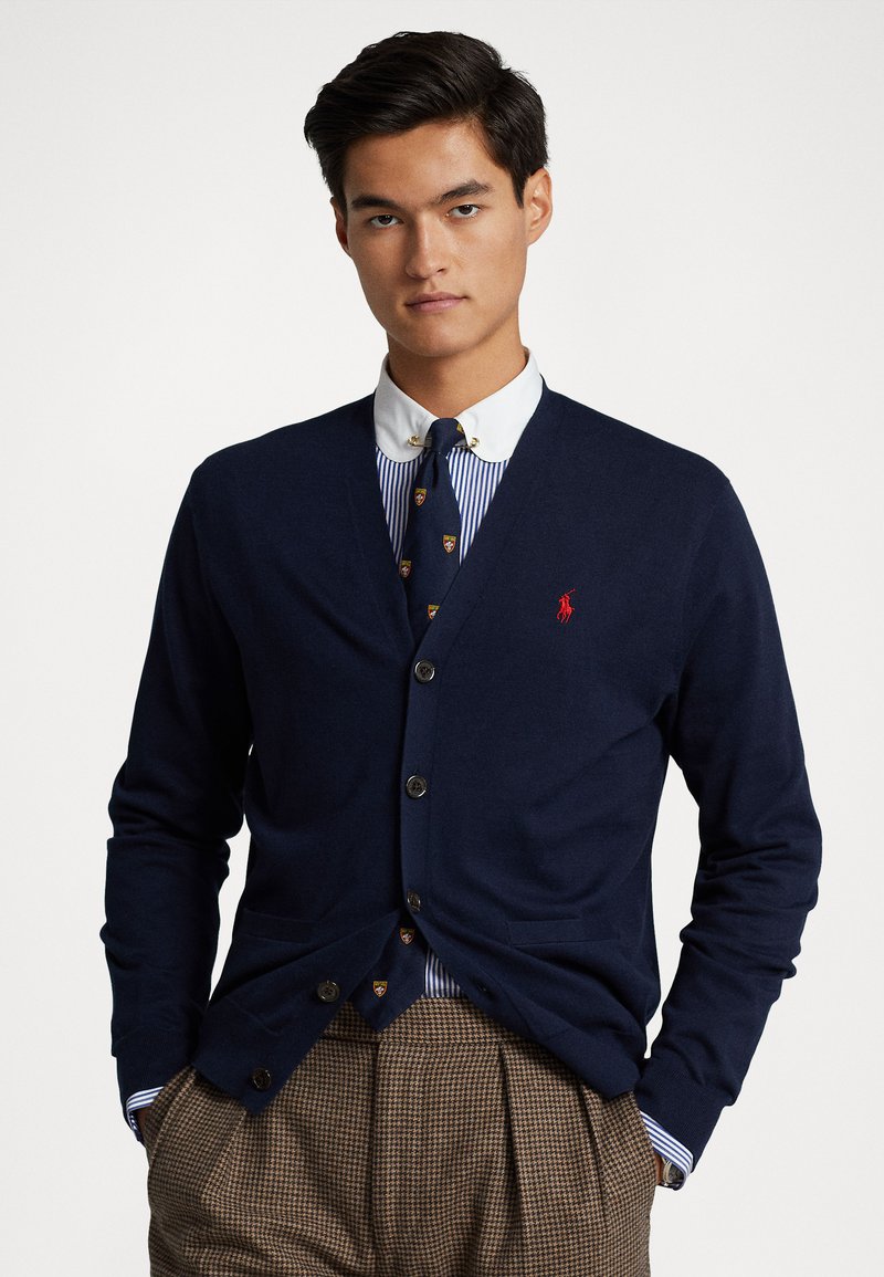 Polo Ralph Lauren COTTON VNECK CARDIGAN Gilet hunter navy/bleu