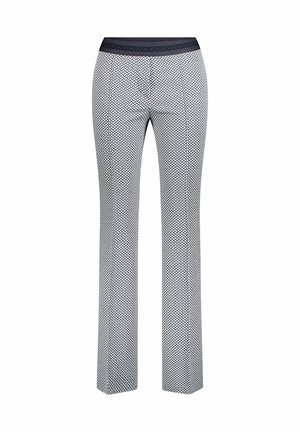 Zwart-witte zigzagpatroon broek met rechte pijpen en een effen zwarte elastische tailleband.