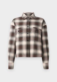 CROPPED FRONT OVERSIZED SHIRT - Button-down blouse - dark raisin red