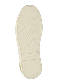 Schoenzool in lichtbeige rubber met ronde en zigzagprofielen. Met "CRUYFF" in reliëf op de tussenzool. Gladde en tekstuurrijke oppervlakte.