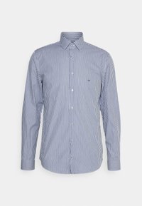 Blauw-wit gestreept overhemd met lange mouwen, gemaakt van katoen, heeft een button-down kraag en een klein logo op de borst.