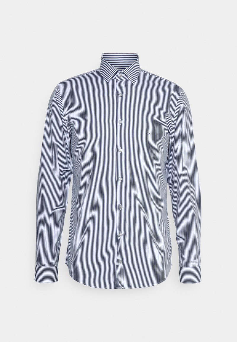 Blauw-wit gestreept overhemd met lange mouwen, gemaakt van katoen, heeft een button-down kraag en een klein logo op de borst.