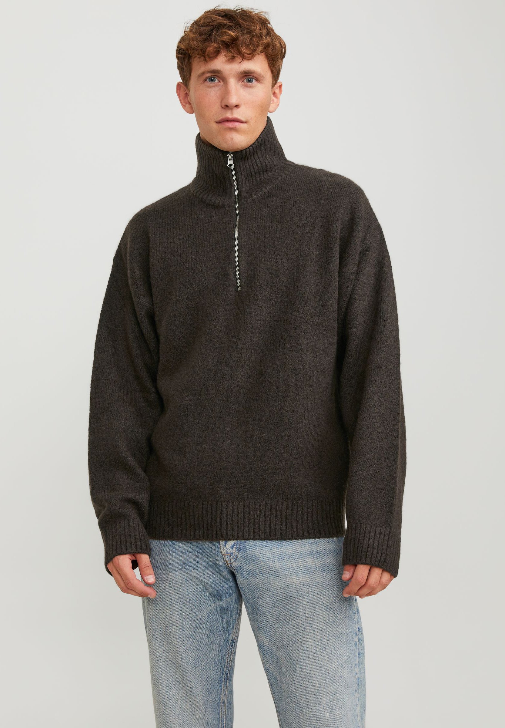 Jack & Jones JJEEMIL HALF ZIP - Trui - oatmeal/crème