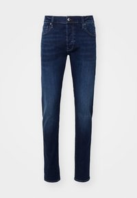 Unselected, dark blue denim