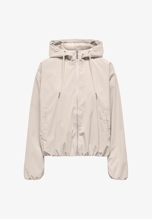 Helebeež kapuutsiga jakk ees luku, reguleeritavate paeltega, kahe küljetasku, elastsete mansettide ja elastse äärega.