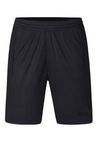 Pantaloni sportivi neri con pannello laterale in rete, vita elastica e dettaglio del logo. Realizzati in materiale sintetico leggero e con una texture liscia.