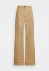 PLEATED COTTON TWILL WIDE-LEG PANT - Παντελόνι - birch tan