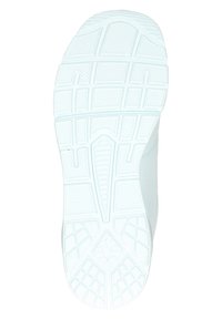 Biała podeszwa sportowa z teksturowanej gumy, z wzorem kratki i wyraźnym bieżnikiem dla lepszej przyczepności. Gładkie boki i pięta.