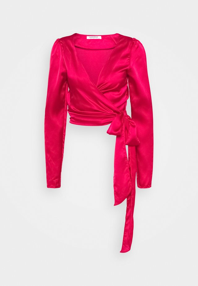 DRAPE WRAP WITH LONG SLEEVES PLUNGING NECKLINE - Pusero - red