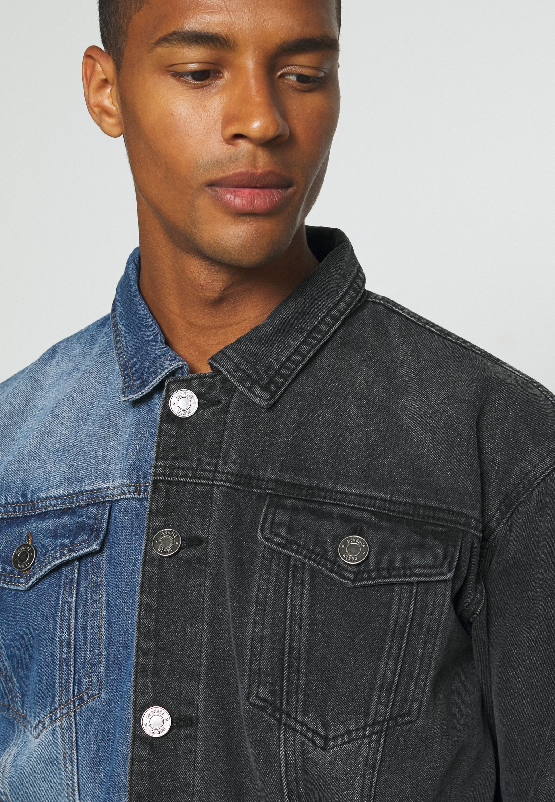 Mennace SPLICED TRUCKER JACKET - Denim 