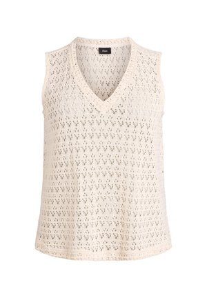Zizzi, ÄRMELLOSE BLUSE MIT LOCHSTICKEREI UND V-AUSSCHNITT - Striktrøje - beige