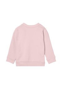 Felpa rosa chiaro con maniche lunghe, colletto rotondo, polsini a costine e orlo a costine. Tessuto morbido con una trama liscia.