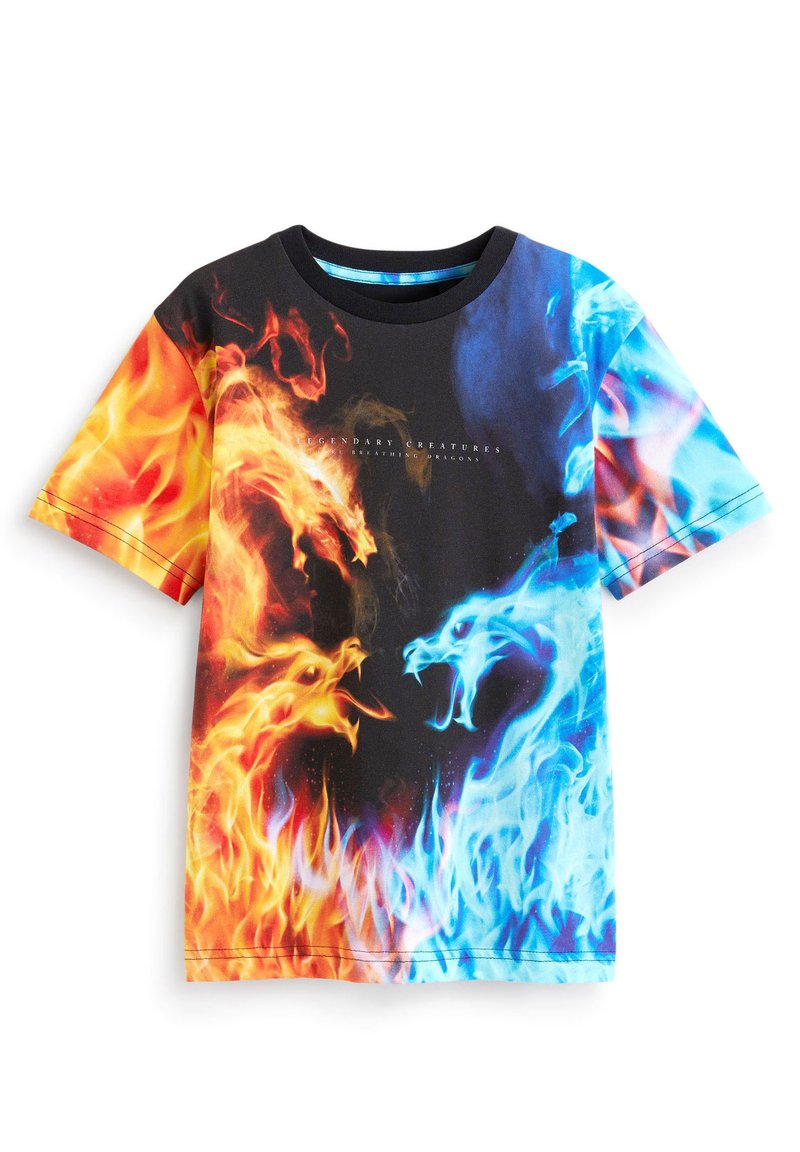 Next ALL OVER SHORT SLEEVE STANDARD - T-shirt med print - black dragon fire
