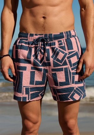 Next, REGULAR FIT - FAN GEO TEXTURED PRINT 5{DQ} SWIM SHORTS  . - Badeshorts - pink blue geo