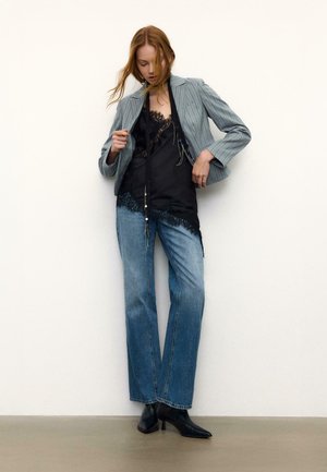 STRIPED CROPPED - Blazer - light grey