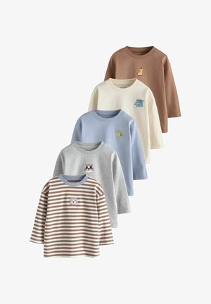 Next, REGULAR FIT - LONG SLEEVE T-SHIRTS 5 PACK . - Langarmshirt - brown cream animal embroidery