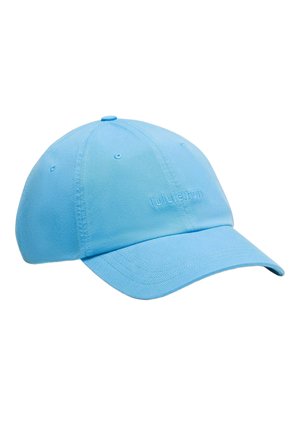 Cappellino da baseball in cotone azzurro chiaro con visiera curva e piccolo logo ricamato sul pannello frontale.