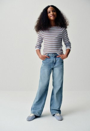 THE SET, REGULAR FIT - 3 PACK MOCK BOAT NECK LONG SLEEVE T-SHIRTS - Long sleeved top - berry red/light blue/grey marl