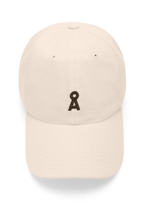 Beige baseballcap van katoen. Beschikt over een geborduurd bruin kleinletter "a" logo aan de voorkant. Klassieke vorm met ventilatiegaatjes.