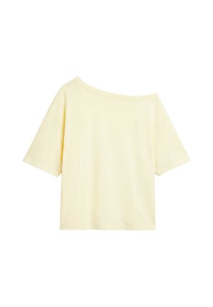 PULL&BEAR, ASYMMETRIC SHORT SLEEVE - T-SHIRT - T-shirt imprimé - yellow