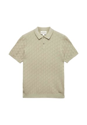 Polo a maniche corte verde oliva chiaro con motivo a diamante e doppio bottoncino, realizzata in cotone mercerizzato puro.