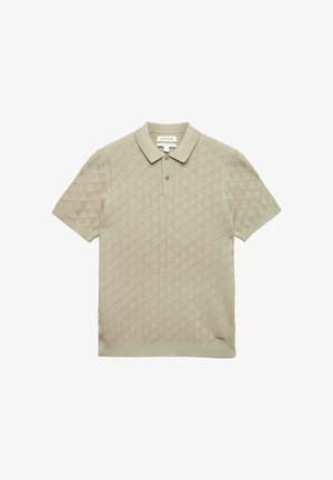 Lichtolijfgroen poloshirt met korte mouwen, voorzien van een diamantentextuur en een twee knopen placket, gemaakt van puur gemerceriseerd katoen.