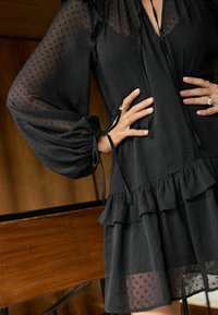 Friends Like These REGULAR FIT DOBBY  TIE NECK - Vapaa-ajan mekko - black