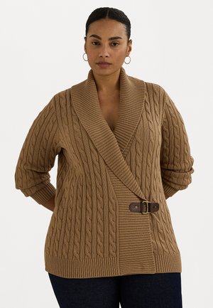 BUCKLED COTTON SWEATER - Kardigán - classic camel