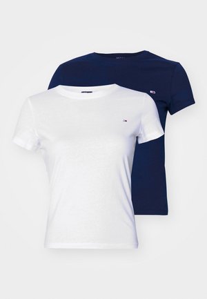 Tommy Jeans C NECK TEE 2 PACK - T-shirt basic - ecru/dark night navy