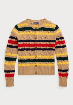 Polo Ralph Lauren STRIPED CABLE WOOL CASHMERE CARDIGAN - Neuletakki - camel melange multi