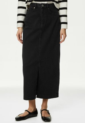 Marks & Spencer MIDI - Denim skirt - black