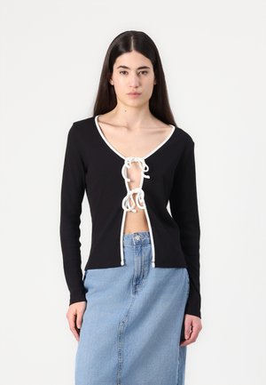 VMMIA TIE CARDIGAN - Kardiganas - black/snow white