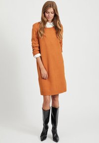 VILA VIRIL DRESS - Strikkjoler - pumpkin spice