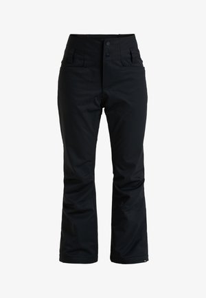 Pantaloni da sci neri con taglio dritto, dotati di due tasche anteriori, chiusura con bottone e tessuto resistente all'acqua.