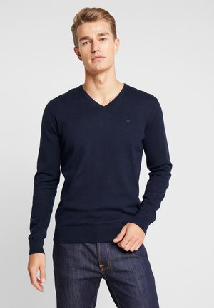BASIC V NECK - Maglione - navy melange