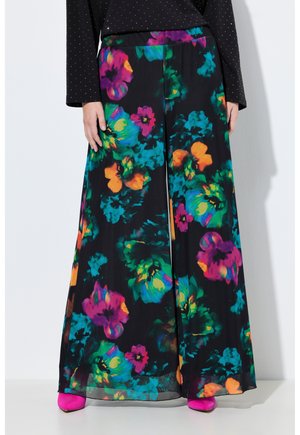 SEHR WEITES BEIN BLÜTENMUSTER - Bukser - black