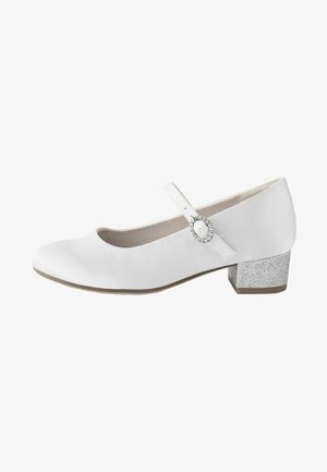 MARY JANE  - Baleríny s páskem - white satin stain resistant