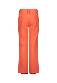 Oranje waterdichte skibroek met een recht gesneden ontwerp, twee zijzakken en elastische manchetten bij de zoom voor een perfecte pasvorm.