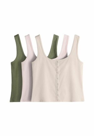 THE SET, REGULAR FIT - 3 PACK BUTTON THROUGH VESTS . - Top - khaki green pink cream