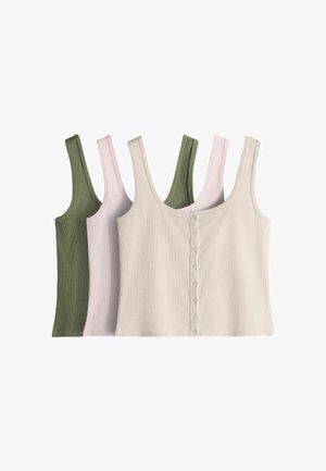 THE SET, REGULAR FIT - 3 PACK BUTTON THROUGH VESTS . - Top - khaki green pink cream