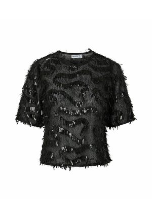 Pieces, SHORT SLEEVED TOP PCERUN GLITTER - Блуза - black