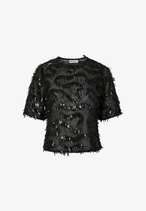 Pieces, SHORT SLEEVED TOP PCERUN GLITTER - Blouse - mottled black