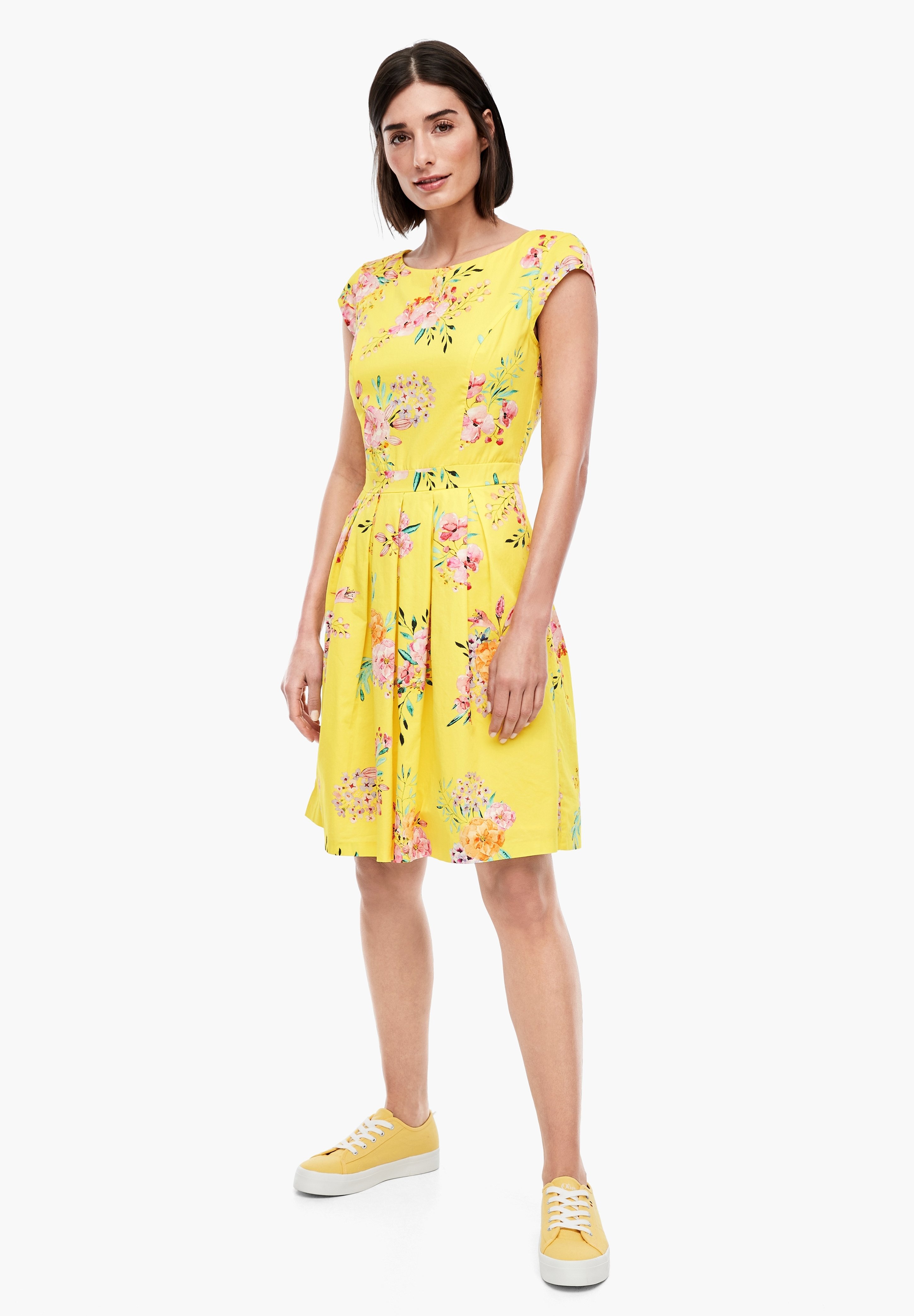 s.Oliver AUSGESTELLTES BAUMWOLLKLEID - Freizeitkleid - yellow/gelb -  Zalando.de