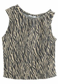 REGULAR FIT - SHIRRED ASYMMETRIC SLEEVELESS - Pluus - grey ecru zebra print