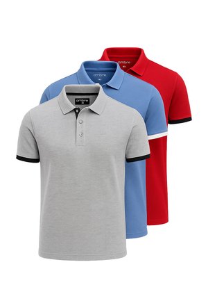 SET OF 3 - Poloshirts - grey blue red