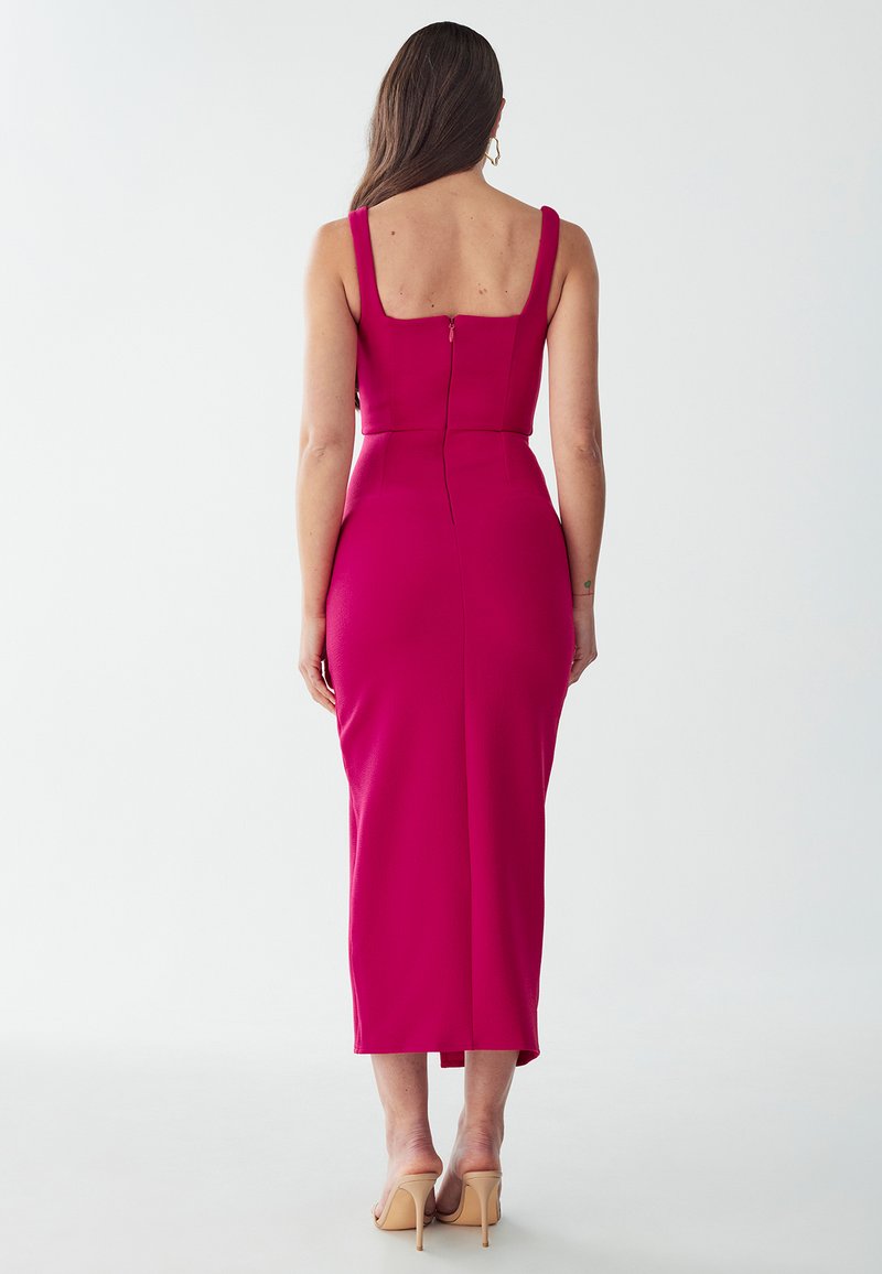 strapless open back dress Chelsea Wrap Detailing Midi Dress Hot Pink – Girl In Mind main image 0
