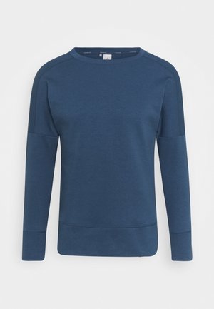 Sweatshirt met lange mouwen en ronde hals in effen donkerblauw, met eenvoudige stikseldetails op de mouwen en zoom.