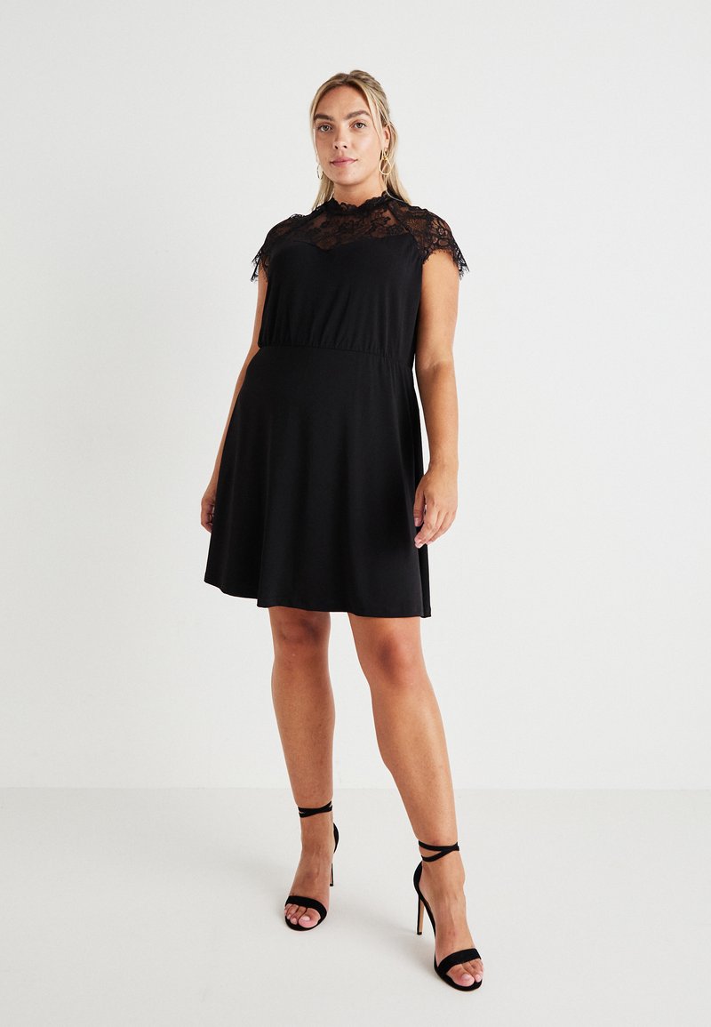 Vero Moda Curve VMCMILLA SHORT DRESS - Cocktail dress / Party dress - black  - Zalando.co.uk